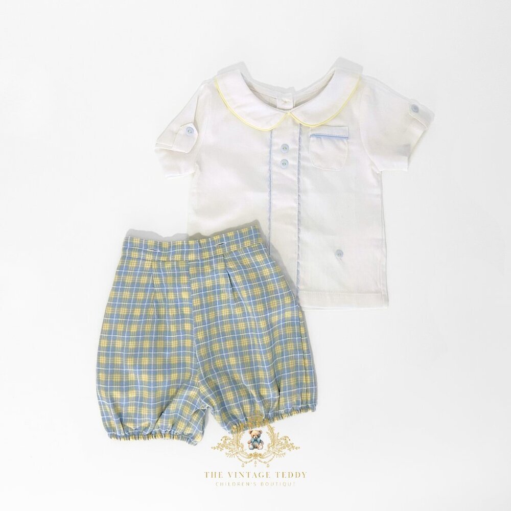 NWT Handsome Boys Matching Set Shirt & Bubble Shorts 2 Piece Kids Outfit 18-24M - Picture 2 of 3